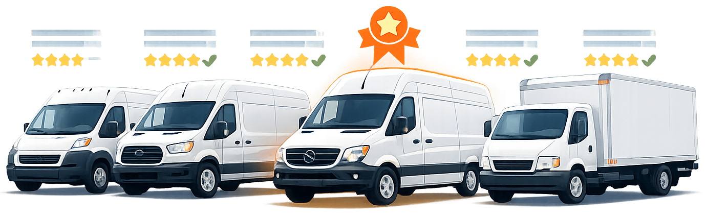 The four platforms lined up with star ratings, the top pick highlighted, illustrating the scored vehicle comparison