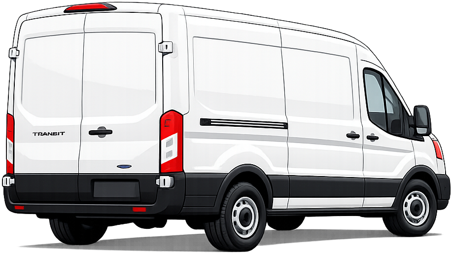Ford Transit, rear three-quarter view